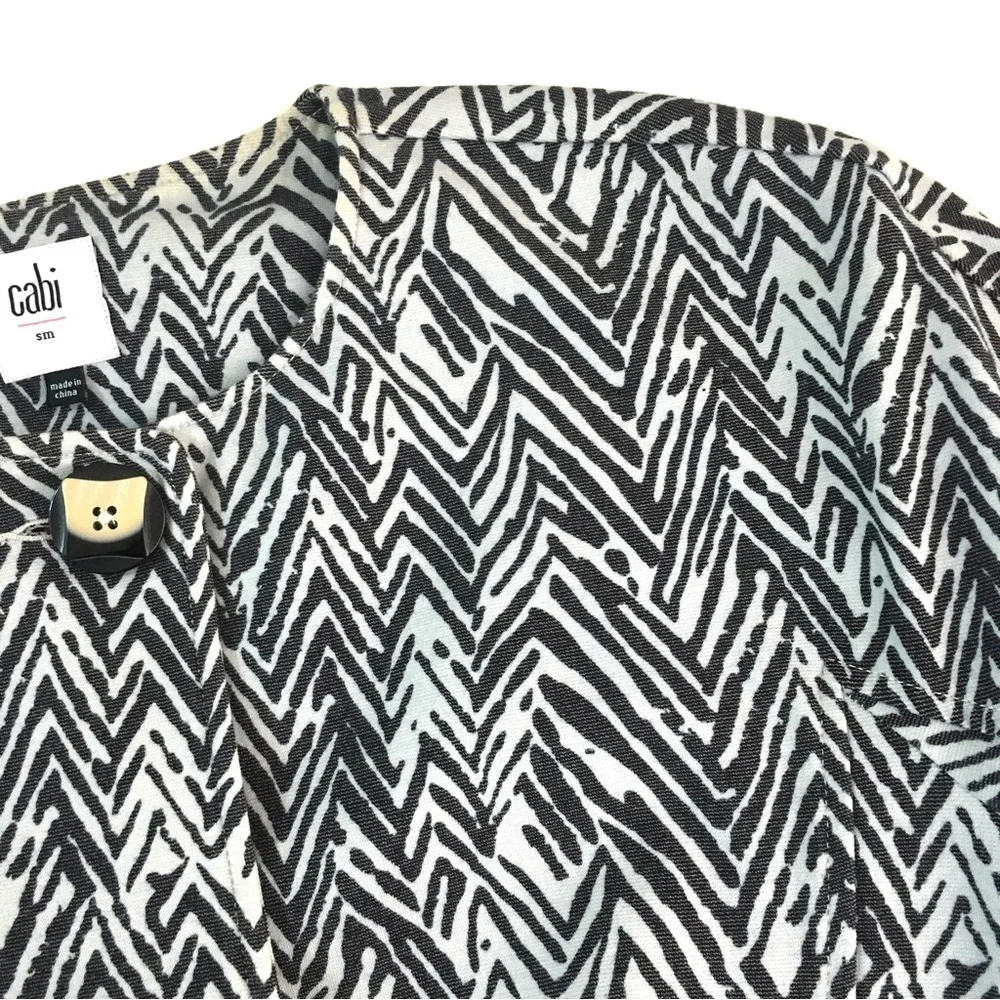 CAbi Zig Zag Chevron Zebra Ponte‎ Knit Jacket Coat
